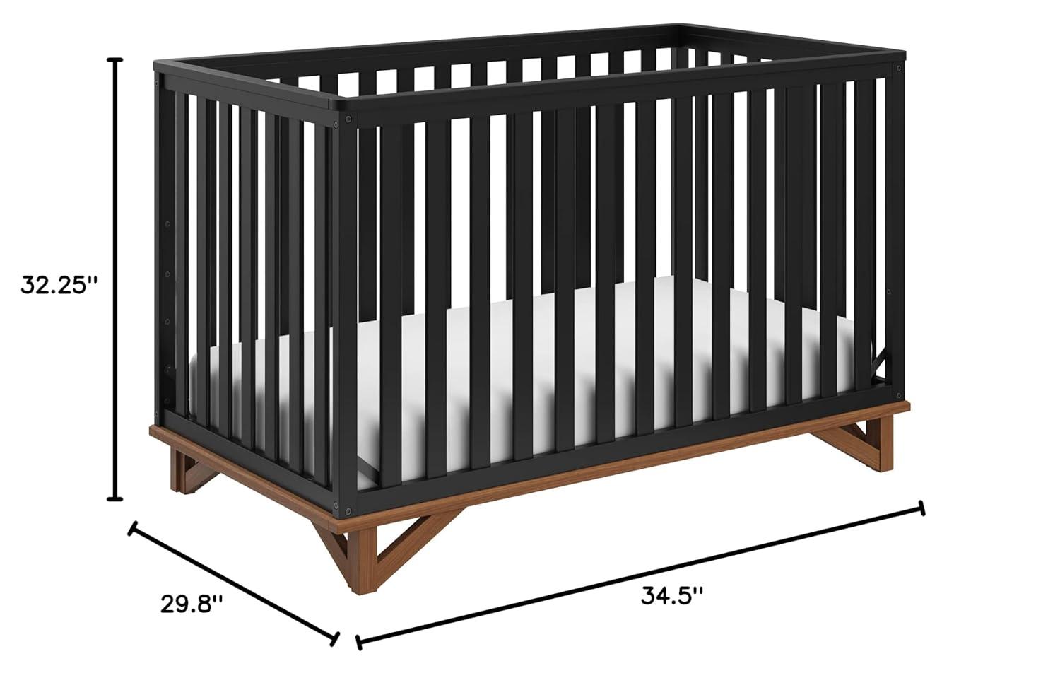 imageStorkcraft Santa Monica 5in1 Convertible Crib White with Vintage Driftwood GREENGUARD Gold Certified Modern Design TwoTone Baby Crib Converts to Toddler Bed Daybed and FullSize BedBlackVintage Driftwood