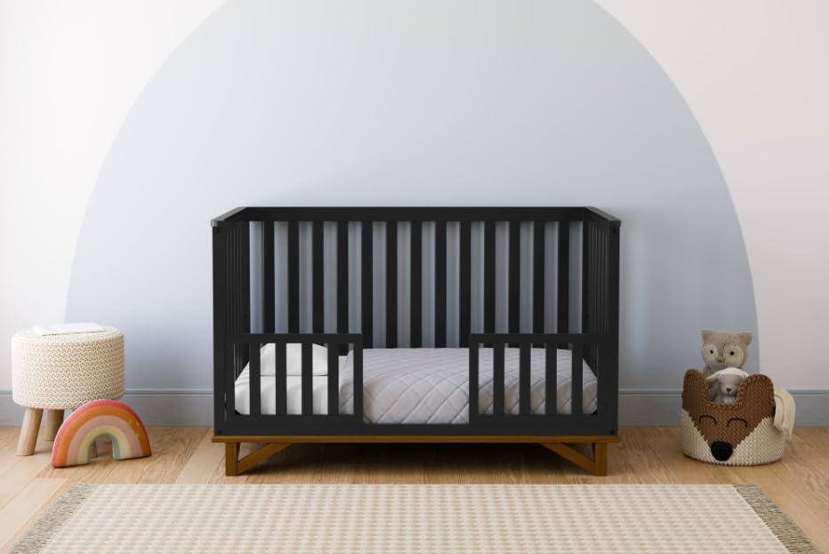 imageStorkcraft Santa Monica 5in1 Convertible Crib White with Vintage Driftwood GREENGUARD Gold Certified Modern Design TwoTone Baby Crib Converts to Toddler Bed Daybed and FullSize BedBlackVintage Driftwood