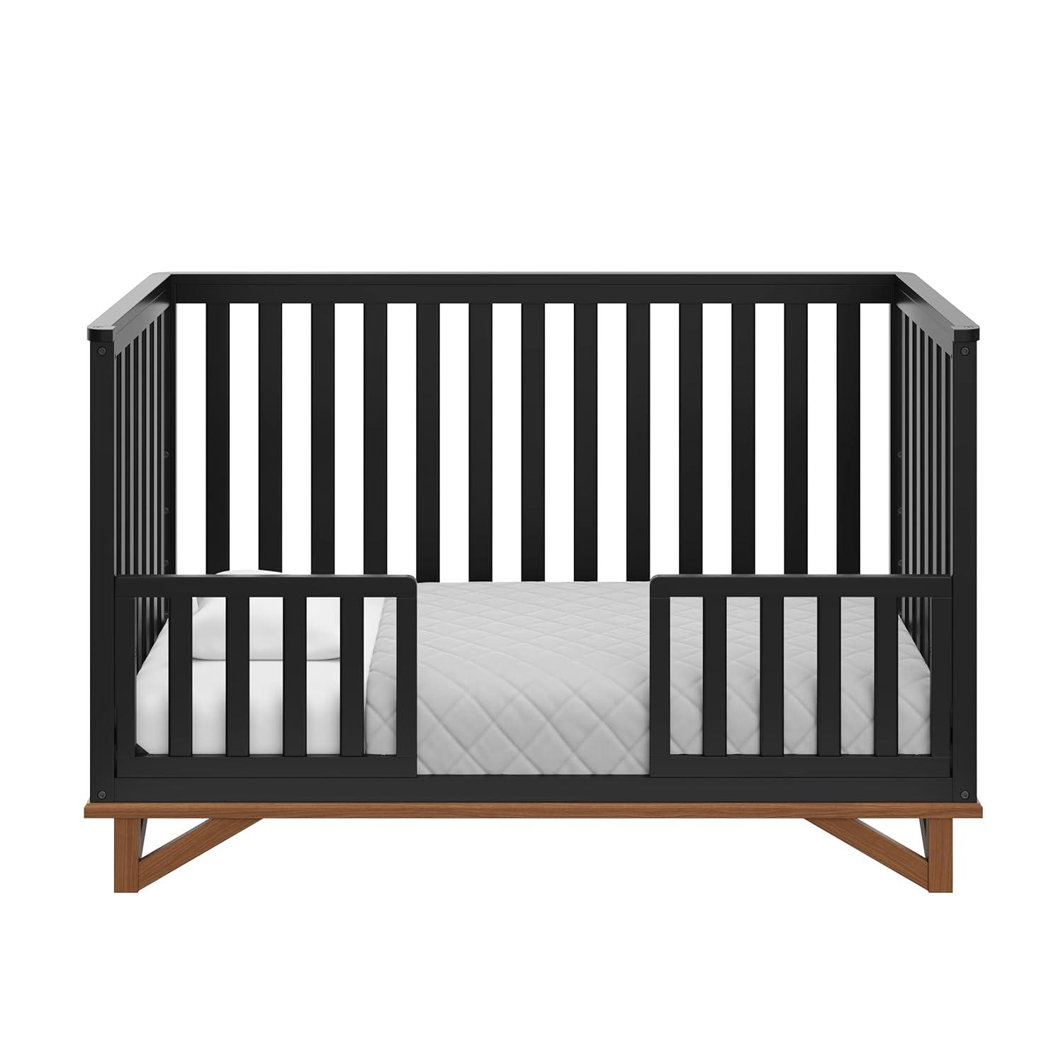 imageStorkcraft Santa Monica 5in1 Convertible Crib White with Vintage Driftwood GREENGUARD Gold Certified Modern Design TwoTone Baby Crib Converts to Toddler Bed Daybed and FullSize BedBlackVintage Driftwood