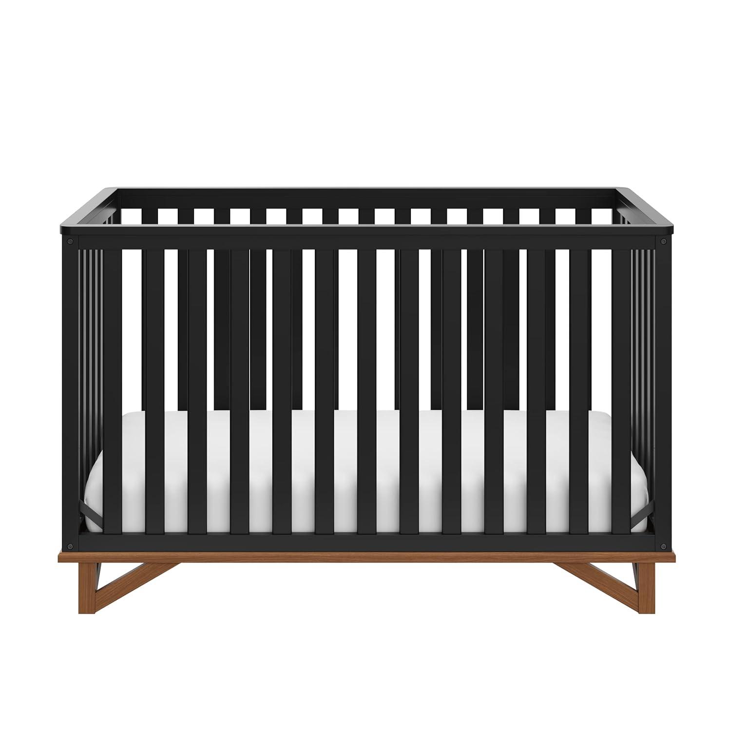 imageStorkcraft Santa Monica 5in1 Convertible Crib White with Vintage Driftwood GREENGUARD Gold Certified Modern Design TwoTone Baby Crib Converts to Toddler Bed Daybed and FullSize BedBlackVintage Driftwood