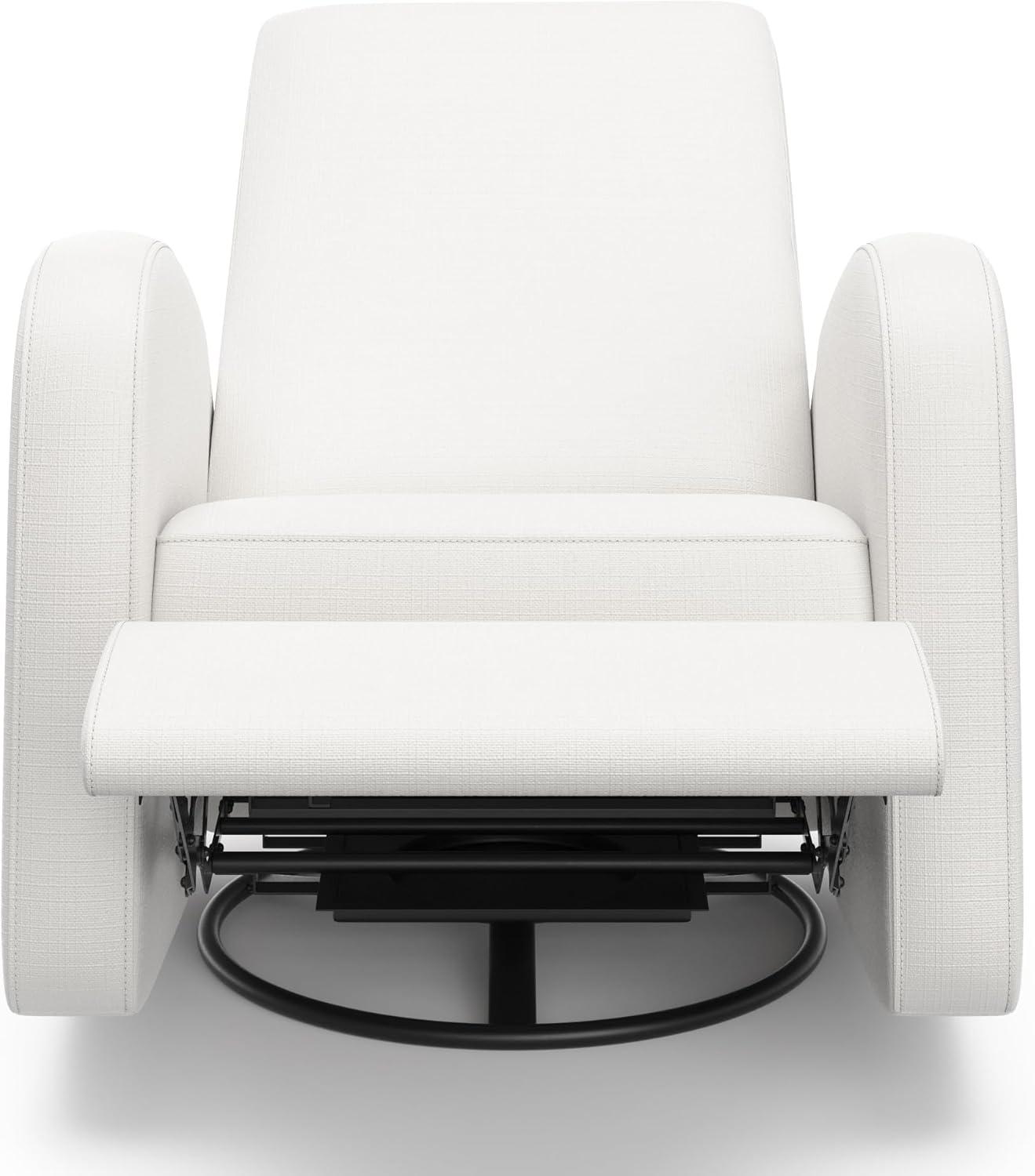 imageStorkcraft Santa Monica Power Recliner Swivel Glider Ivory Basketweave Effortless Electronic Power Recline USBA ampamp USBC ChargerIvory Basketweave