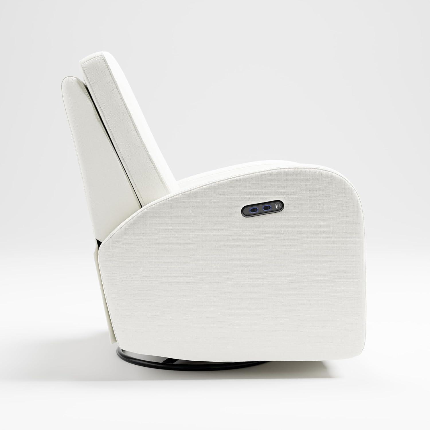 imageStorkcraft Santa Monica Power Recliner Swivel Glider Ivory Basketweave Effortless Electronic Power Recline USBA ampamp USBC ChargerIvory Basketweave