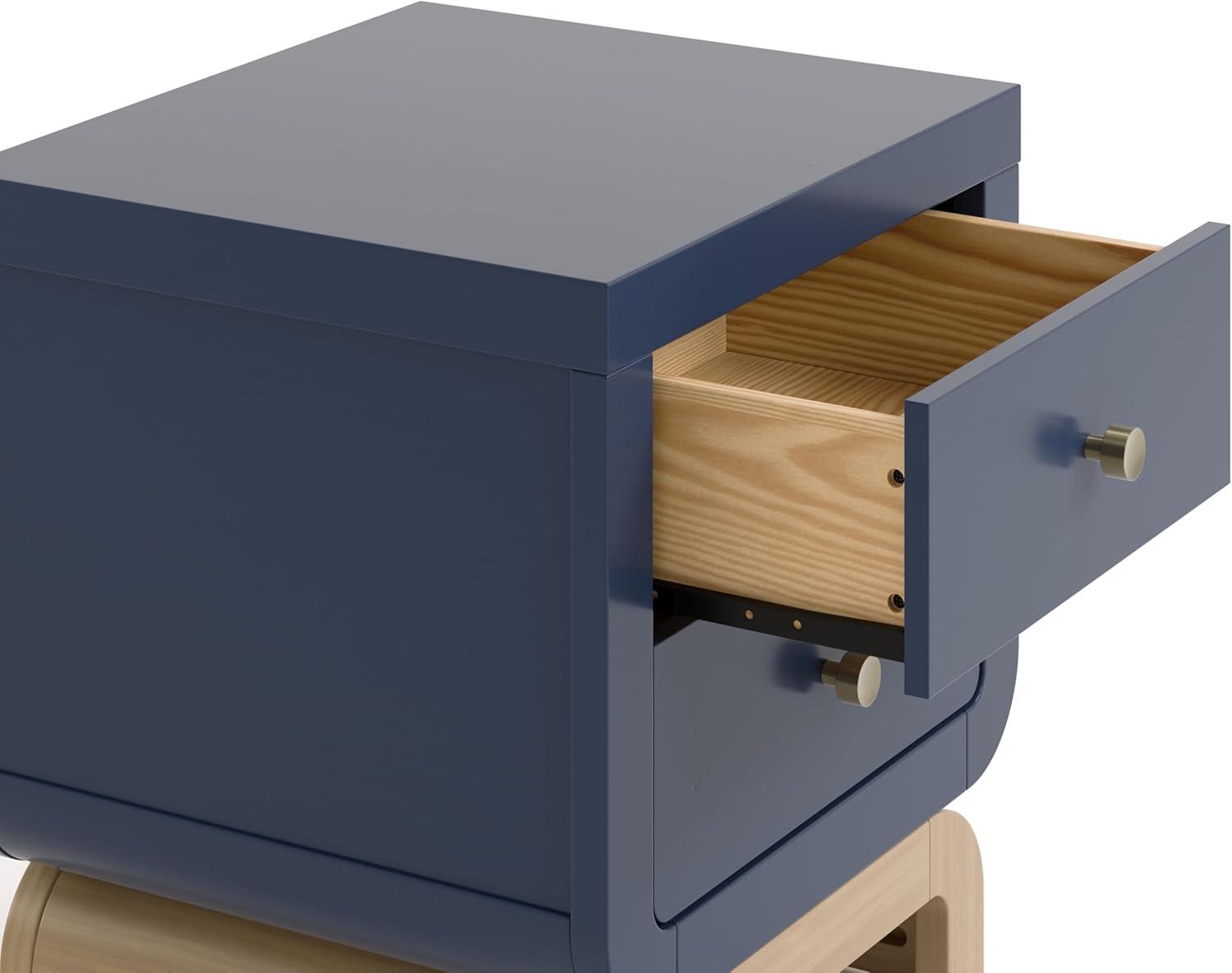 imageStorkcraft Santorini 2 Drawer Nightstand White ampamp Driftwood GREENGUARD Gold Certified Nightstand for Kids Bedroom Premium Wood with Curved Base Champagne Metal KnobsMidnight Blue Driftwood