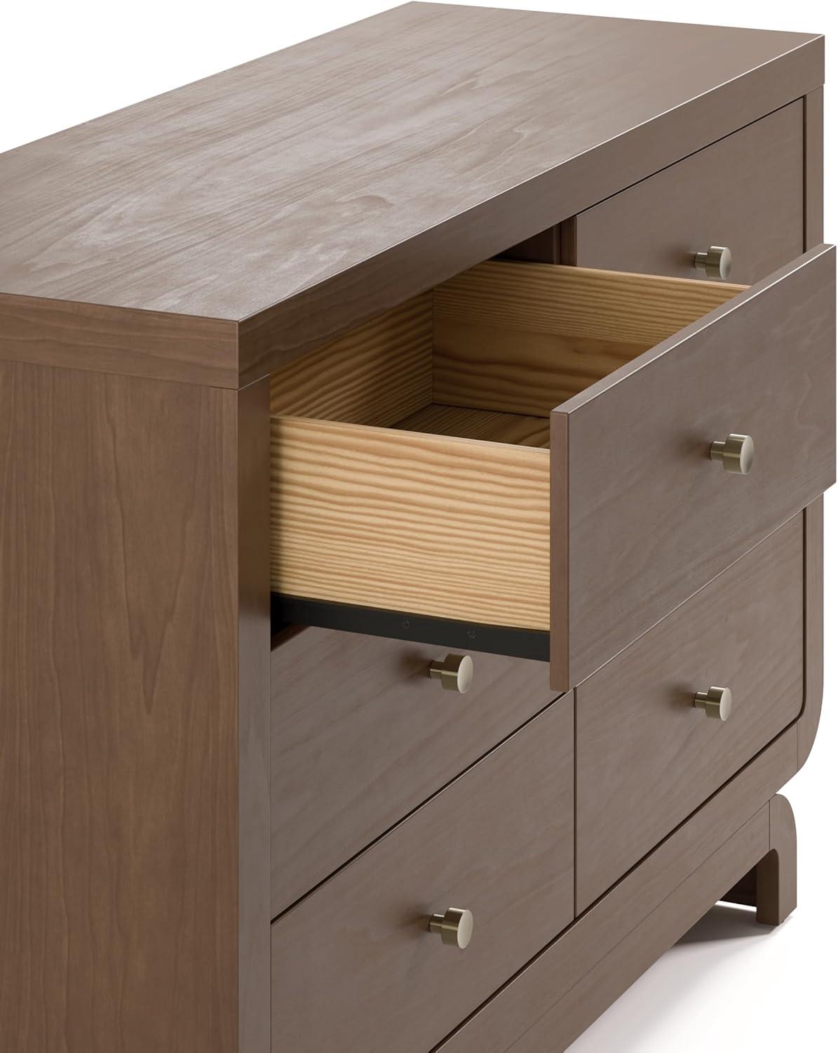 imageStorkcraft Santorini 2 Drawer Nightstand White ampamp Driftwood GREENGUARD Gold Certified Nightstand for Kids Bedroom Premium Wood with Curved Base Champagne Metal KnobsHazelnut