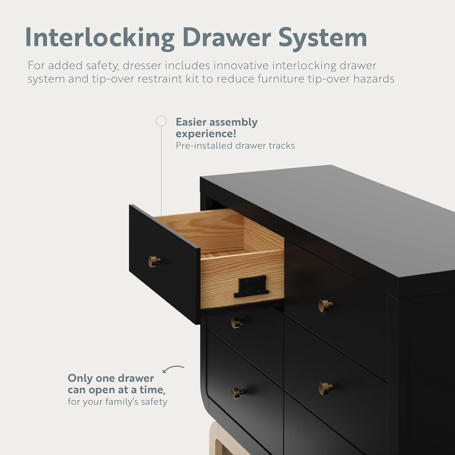 imageStorkcraft Santorini 2 Drawer Nightstand White ampamp Driftwood GREENGUARD Gold Certified Nightstand for Kids Bedroom Premium Wood with Curved Base Champagne Metal KnobsBlack Driftwood