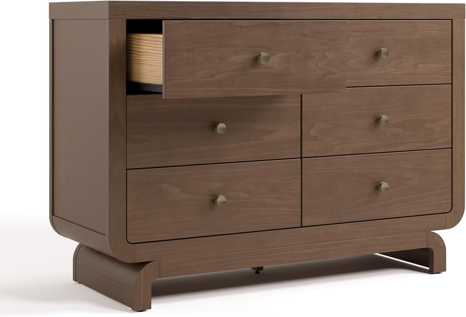 imageStorkcraft Santorini 2 Drawer Nightstand White ampamp Driftwood GREENGUARD Gold Certified Nightstand for Kids Bedroom Premium Wood with Curved Base Champagne Metal KnobsHazelnut