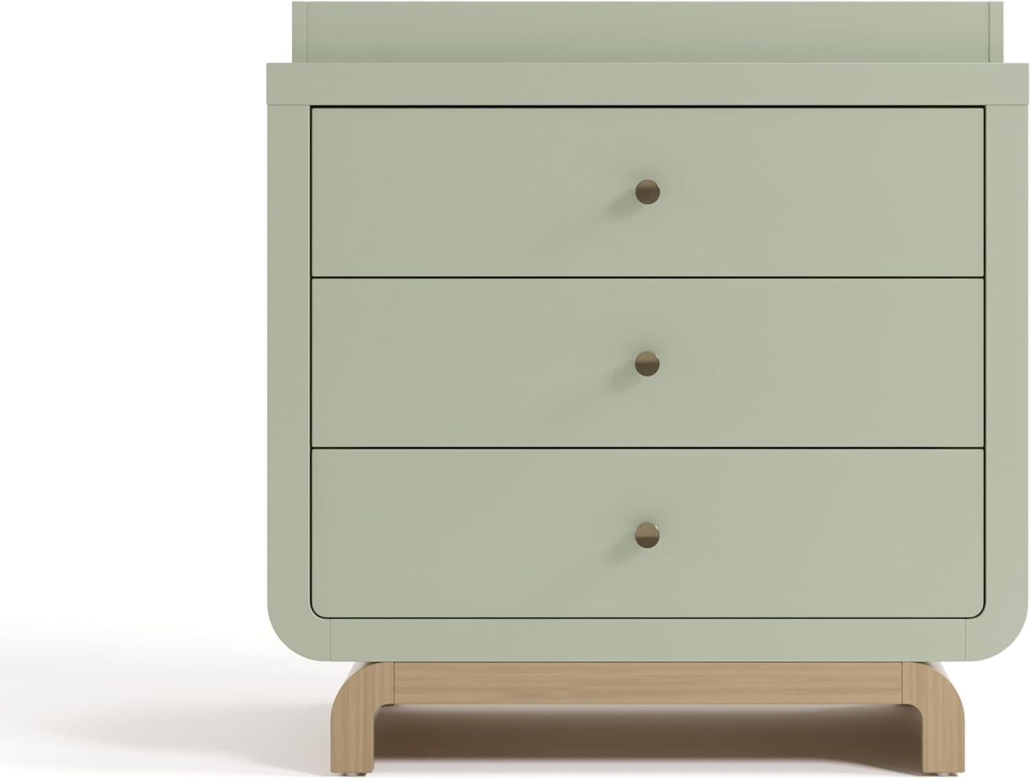 imageStorkcraft Santorini 2 Drawer Nightstand White ampamp Driftwood GREENGUARD Gold Certified Nightstand for Kids Bedroom Premium Wood with Curved Base Champagne Metal KnobsSage Driftwood