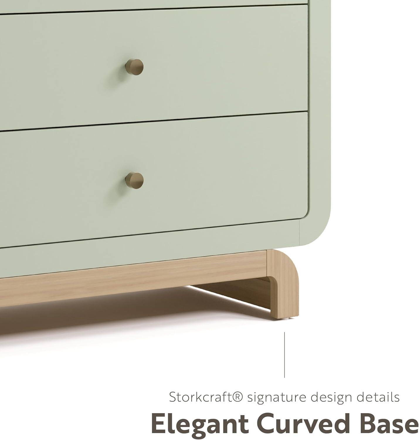 imageStorkcraft Santorini 2 Drawer Nightstand White ampamp Driftwood GREENGUARD Gold Certified Nightstand for Kids Bedroom Premium Wood with Curved Base Champagne Metal KnobsSage Driftwood