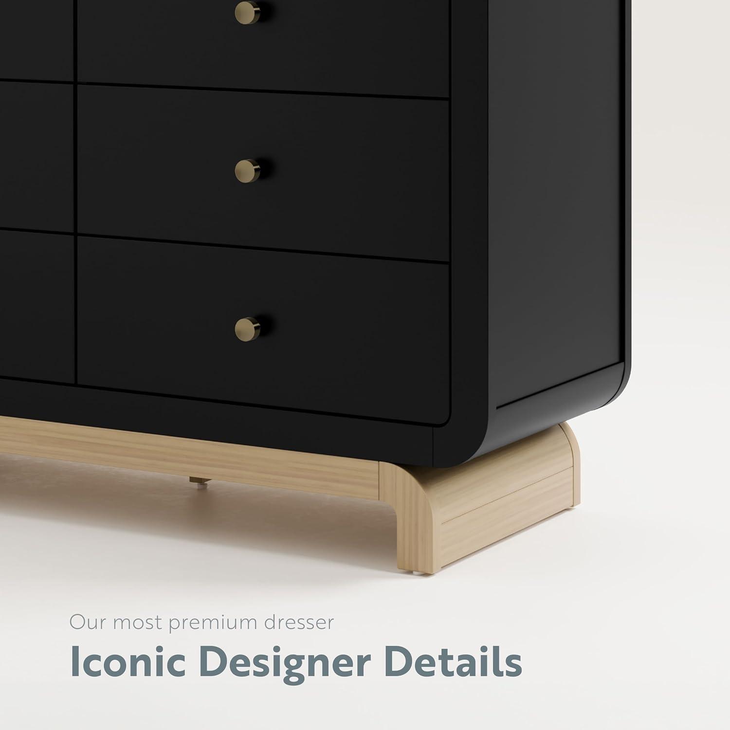 imageStorkcraft Santorini 2 Drawer Nightstand White ampamp Driftwood GREENGUARD Gold Certified Nightstand for Kids Bedroom Premium Wood with Curved Base Champagne Metal KnobsBlack Driftwood