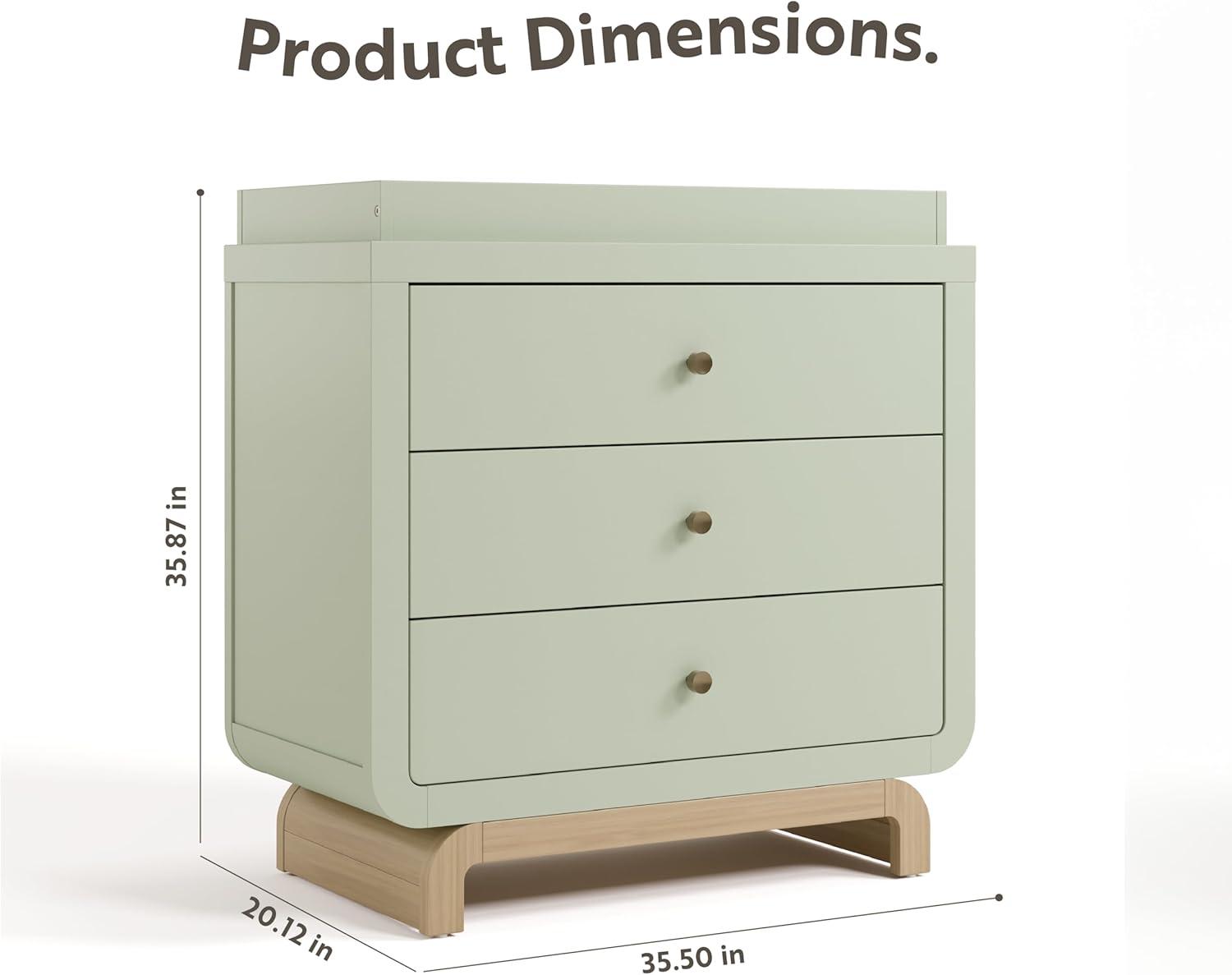 imageStorkcraft Santorini 2 Drawer Nightstand White ampamp Driftwood GREENGUARD Gold Certified Nightstand for Kids Bedroom Premium Wood with Curved Base Champagne Metal KnobsSage Driftwood