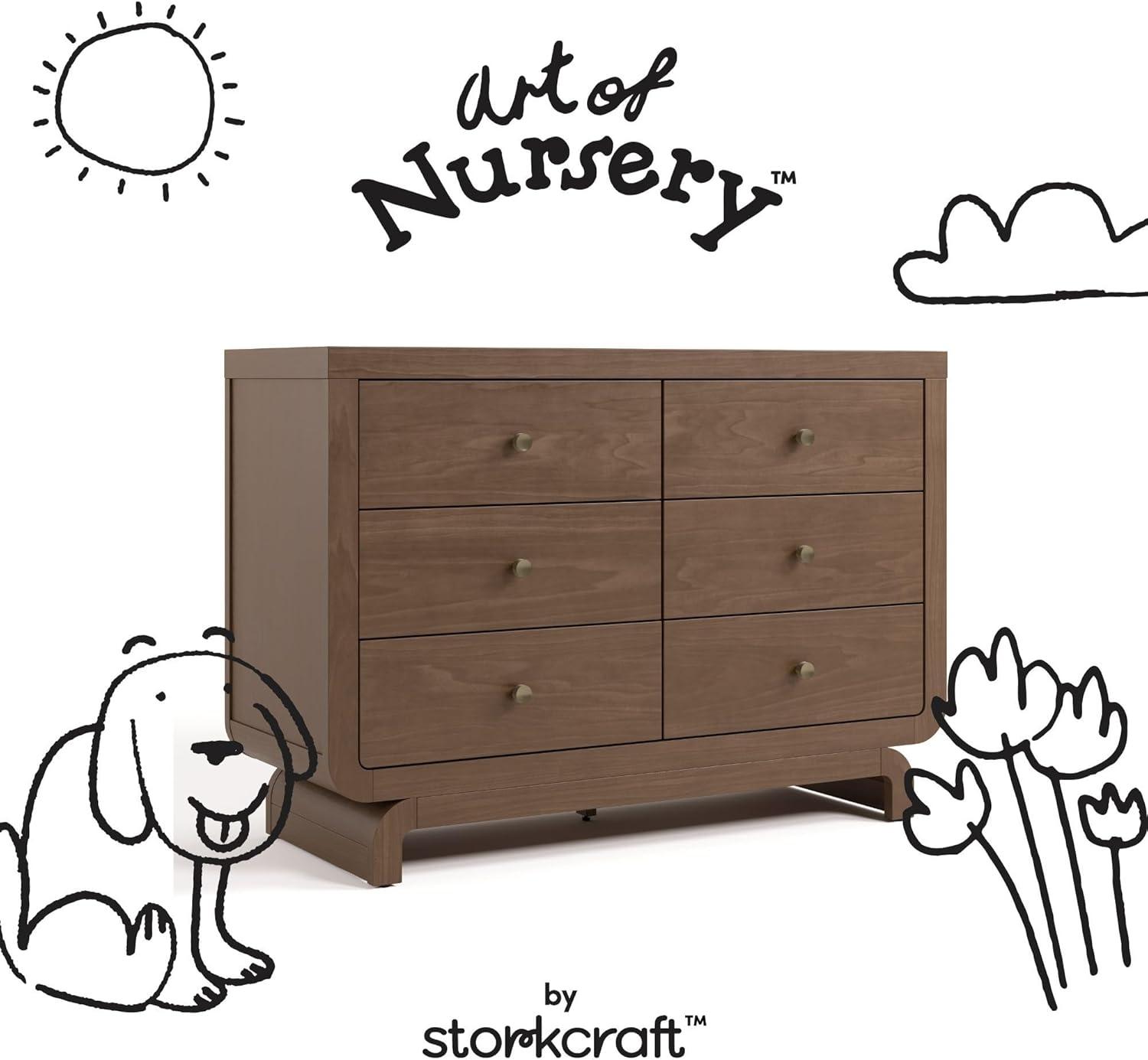 imageStorkcraft Santorini 2 Drawer Nightstand White ampamp Driftwood GREENGUARD Gold Certified Nightstand for Kids Bedroom Premium Wood with Curved Base Champagne Metal KnobsHazelnut