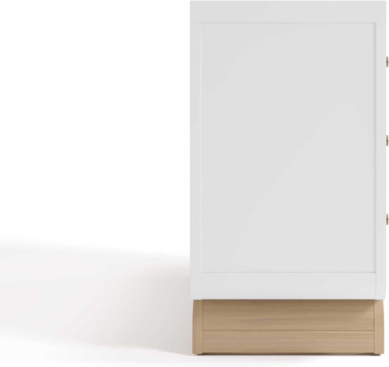 imageStorkcraft Santorini 2 Drawer Nightstand White ampamp Driftwood GREENGUARD Gold Certified Nightstand for Kids Bedroom Premium Wood with Curved Base Champagne Metal KnobsWhite Driftwood