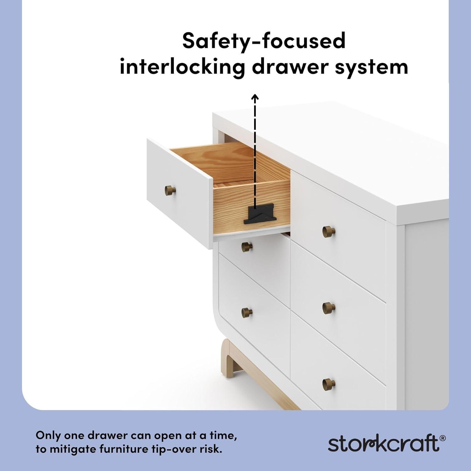 imageStorkcraft Santorini 2 Drawer Nightstand White ampamp Driftwood GREENGUARD Gold Certified Nightstand for Kids Bedroom Premium Wood with Curved Base Champagne Metal KnobsWhite Driftwood