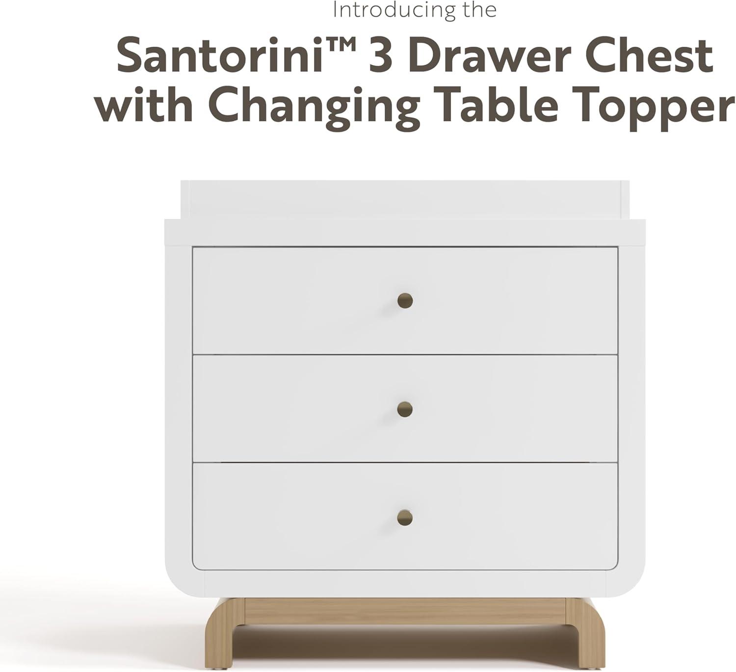 imageStorkcraft Santorini 2 Drawer Nightstand White ampamp Driftwood GREENGUARD Gold Certified Nightstand for Kids Bedroom Premium Wood with Curved Base Champagne Metal KnobsWhite Driftwood