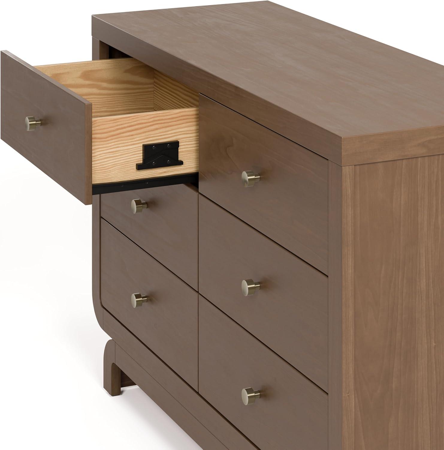 imageStorkcraft Santorini 2 Drawer Nightstand White ampamp Driftwood GREENGUARD Gold Certified Nightstand for Kids Bedroom Premium Wood with Curved Base Champagne Metal KnobsHazelnut