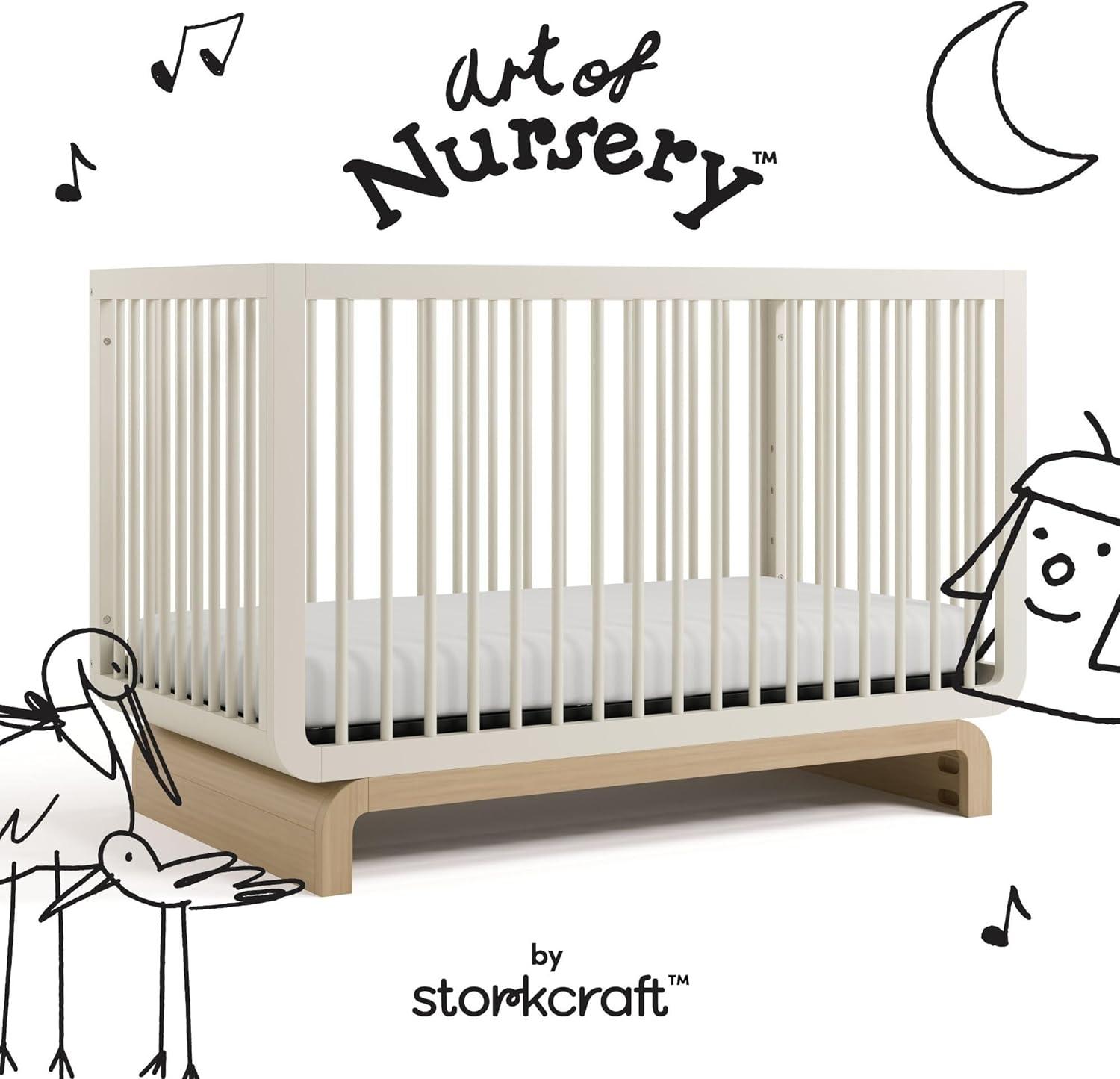 imageStorkcraft Santorini Deluxe 3in1 Convertible Bassinet Frosted Oat with Driftwood GREENGUARD Gold Certified Wood Baby Bassinet Includes WaterResistant Mattress Converts to Toy Box and BookcaseFrosted Oat With Driftwood