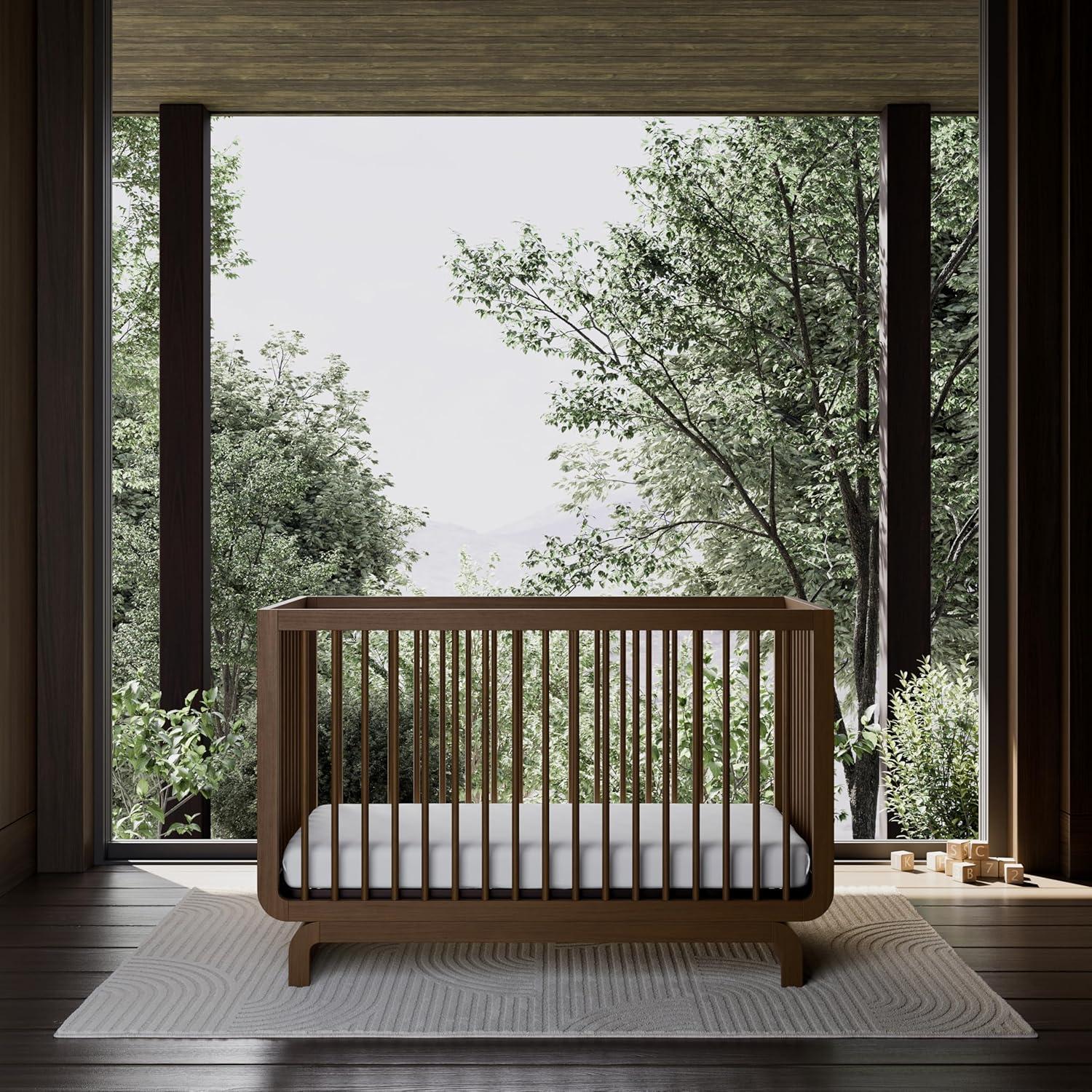 imageStorkcraft Santorini Deluxe 3in1 Convertible Bassinet Frosted Oat with Driftwood GREENGUARD Gold Certified Wood Baby Bassinet Includes WaterResistant Mattress Converts to Toy Box and BookcaseHazelnut