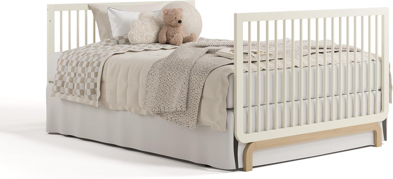 imageStorkcraft Santorini Deluxe 3in1 Convertible Bassinet Frosted Oat with Driftwood GREENGUARD Gold Certified Wood Baby Bassinet Includes WaterResistant Mattress Converts to Toy Box and BookcaseFrosted Oat With Driftwood
