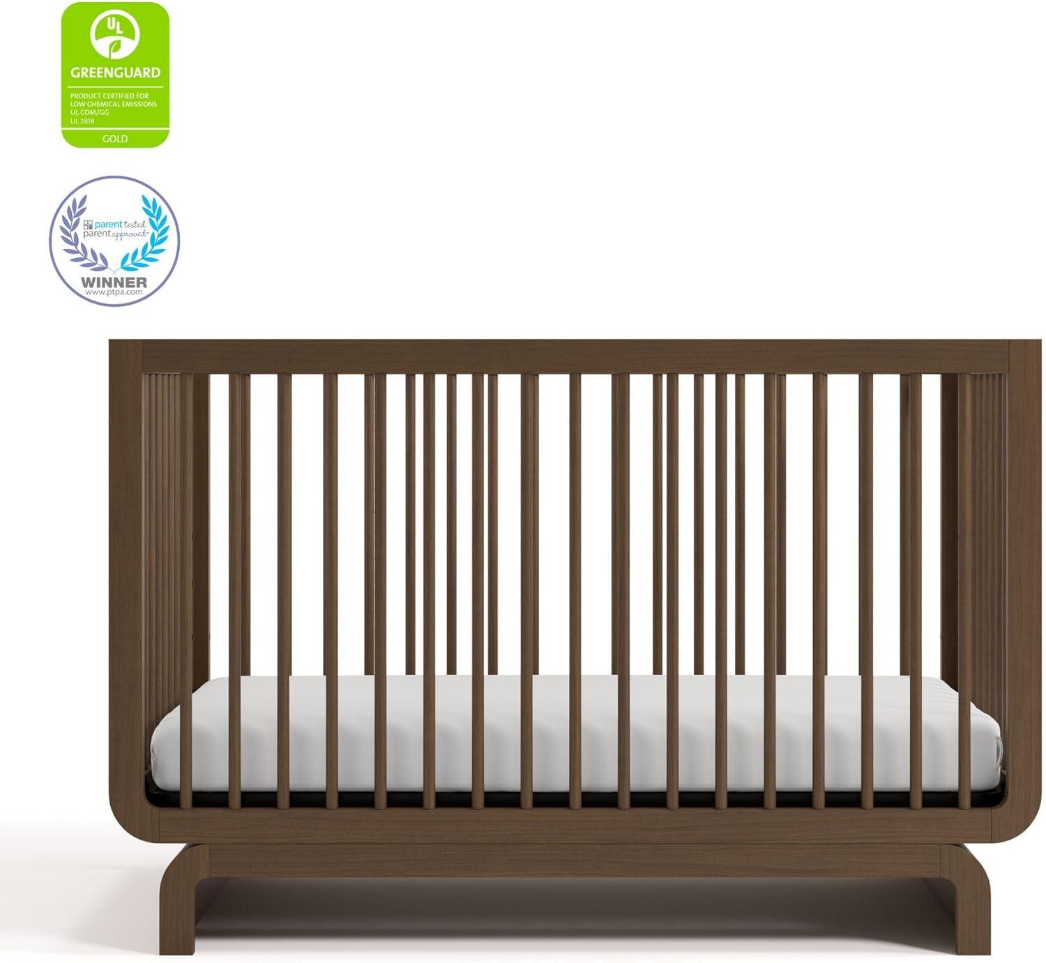 imageStorkcraft Santorini Deluxe 3in1 Convertible Bassinet Frosted Oat with Driftwood GREENGUARD Gold Certified Wood Baby Bassinet Includes WaterResistant Mattress Converts to Toy Box and BookcaseHazelnut