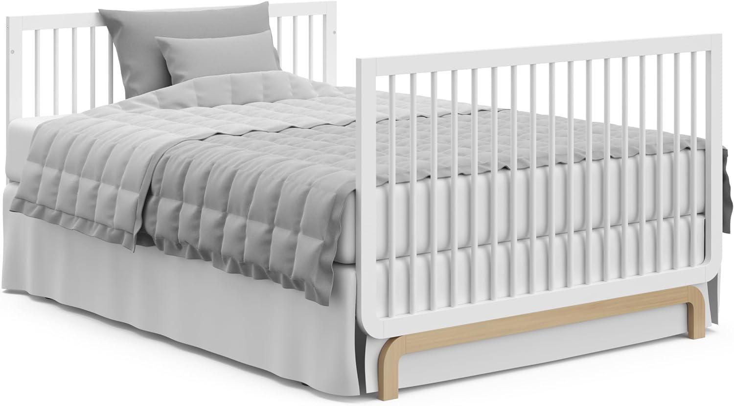 imageStorkcraft Santorini Deluxe 3in1 Convertible Bassinet Frosted Oat with Driftwood GREENGUARD Gold Certified Wood Baby Bassinet Includes WaterResistant Mattress Converts to Toy Box and BookcaseWhite With Driftwood