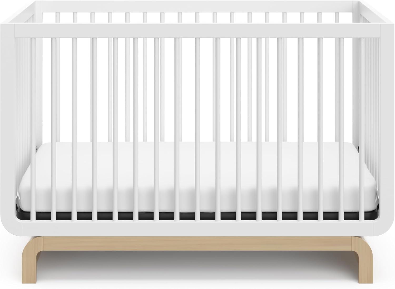 imageStorkcraft Santorini Deluxe 3in1 Convertible Bassinet Frosted Oat with Driftwood GREENGUARD Gold Certified Wood Baby Bassinet Includes WaterResistant Mattress Converts to Toy Box and BookcaseWhite With Driftwood