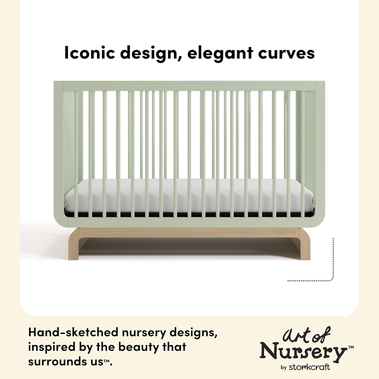 imageStorkcraft Santorini Deluxe 3in1 Convertible Bassinet Frosted Oat with Driftwood GREENGUARD Gold Certified Wood Baby Bassinet Includes WaterResistant Mattress Converts to Toy Box and BookcaseSage With Driftwood