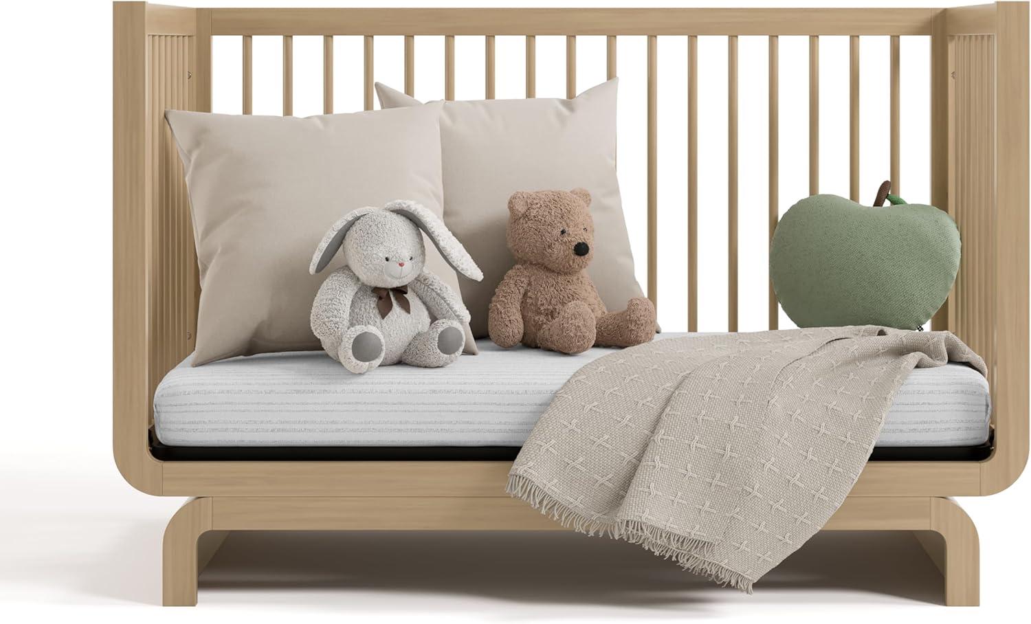 imageStorkcraft Santorini Deluxe 3in1 Convertible Bassinet Frosted Oat with Driftwood GREENGUARD Gold Certified Wood Baby Bassinet Includes WaterResistant Mattress Converts to Toy Box and BookcaseDriftwood