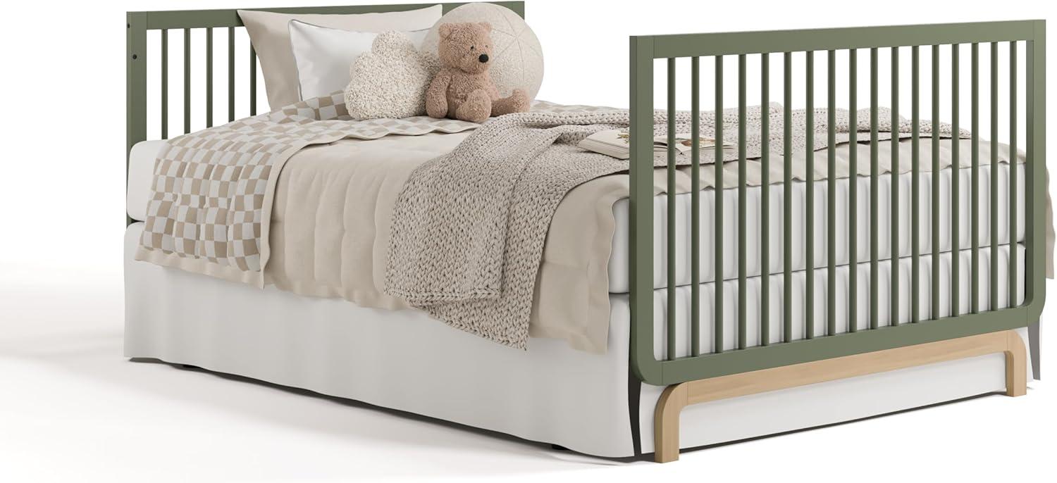 imageStorkcraft Santorini Deluxe 3in1 Convertible Bassinet Frosted Oat with Driftwood GREENGUARD Gold Certified Wood Baby Bassinet Includes WaterResistant Mattress Converts to Toy Box and BookcaseOlive With Driftwood