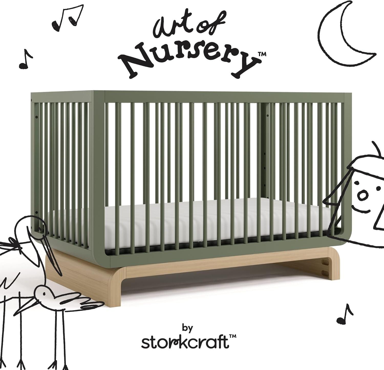 imageStorkcraft Santorini Deluxe 3in1 Convertible Bassinet Frosted Oat with Driftwood GREENGUARD Gold Certified Wood Baby Bassinet Includes WaterResistant Mattress Converts to Toy Box and BookcaseOlive With Driftwood