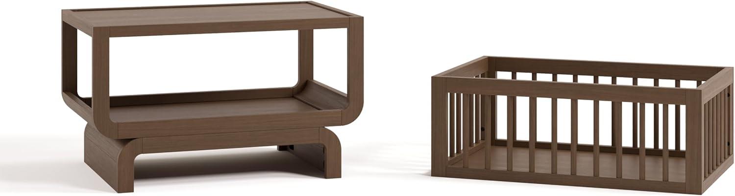 imageStorkcraft Santorini Deluxe 3in1 Convertible Bassinet Frosted Oat with Driftwood GREENGUARD Gold Certified Wood Baby Bassinet Includes WaterResistant Mattress Converts to Toy Box and BookcaseHazelnut