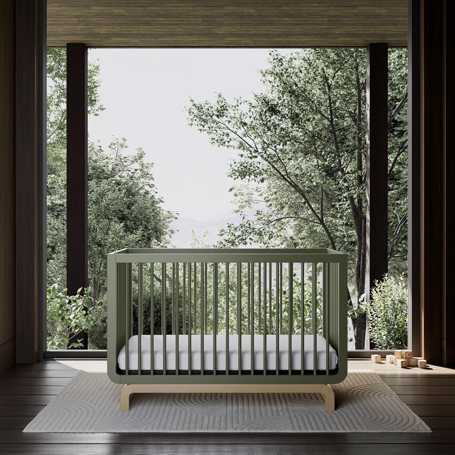 imageStorkcraft Santorini Deluxe 3in1 Convertible Bassinet Frosted Oat with Driftwood GREENGUARD Gold Certified Wood Baby Bassinet Includes WaterResistant Mattress Converts to Toy Box and BookcaseOlive With Driftwood