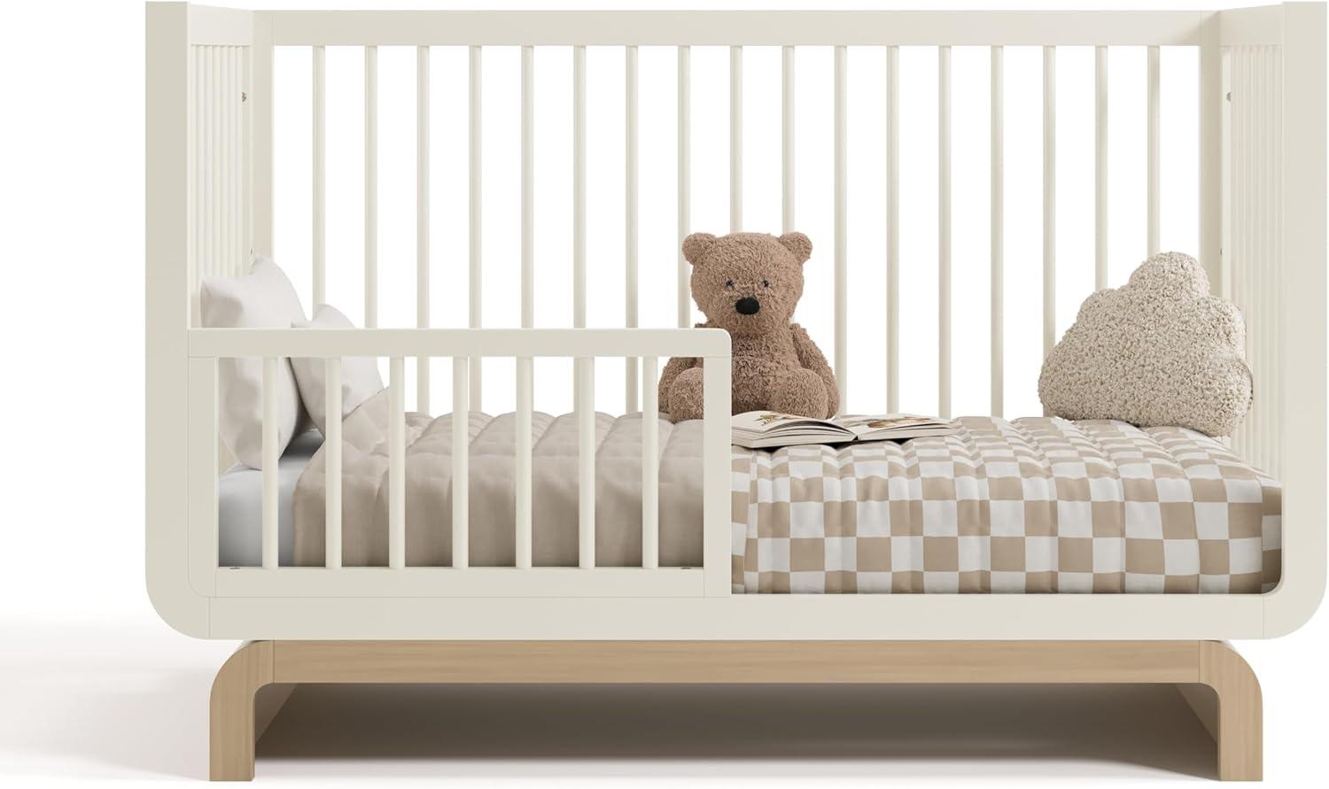 imageStorkcraft Santorini Deluxe 3in1 Convertible Bassinet Frosted Oat with Driftwood GREENGUARD Gold Certified Wood Baby Bassinet Includes WaterResistant Mattress Converts to Toy Box and BookcaseFrosted Oat With Driftwood