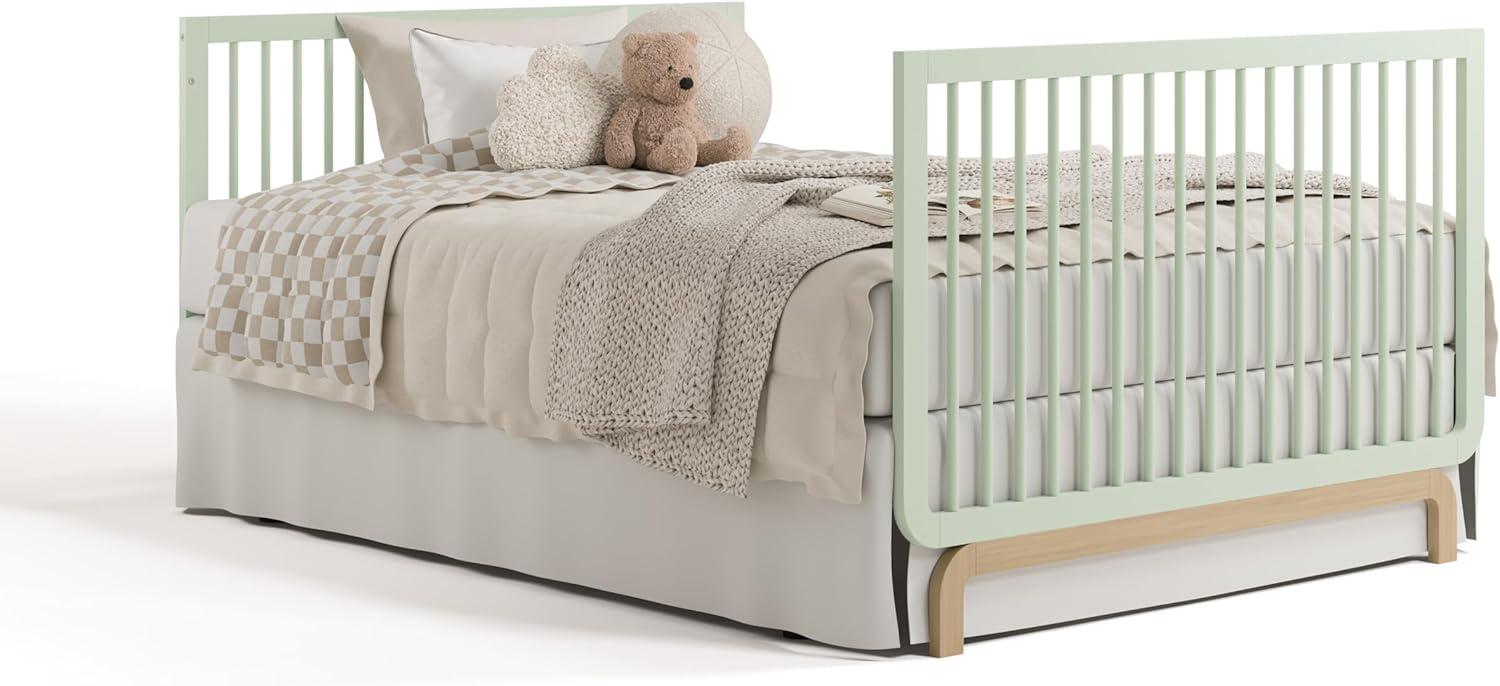 imageStorkcraft Santorini Deluxe 3in1 Convertible Bassinet Frosted Oat with Driftwood GREENGUARD Gold Certified Wood Baby Bassinet Includes WaterResistant Mattress Converts to Toy Box and BookcaseSage With Driftwood