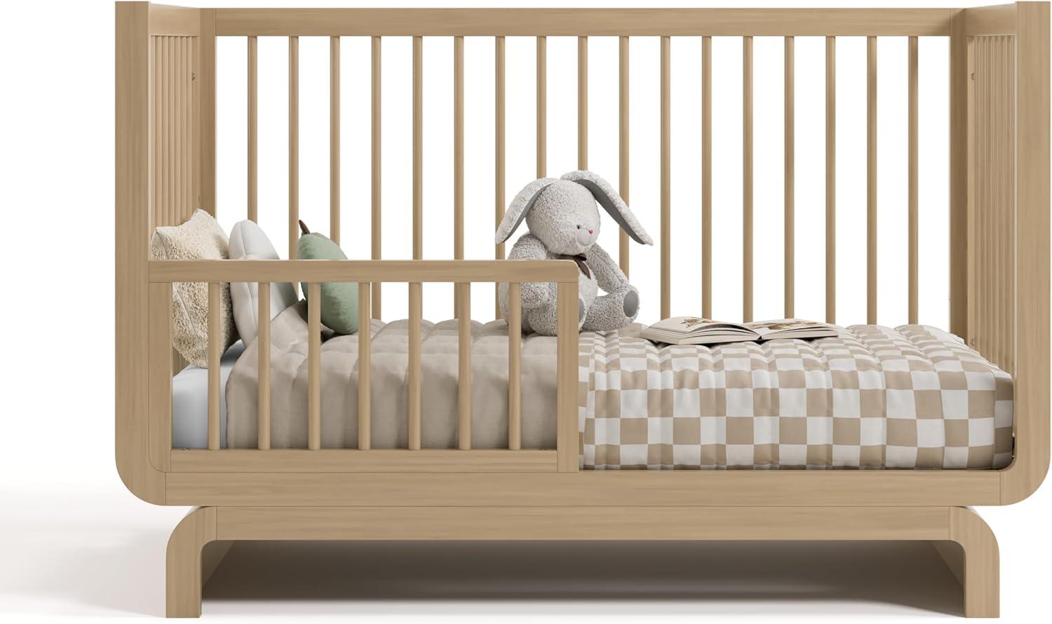 imageStorkcraft Santorini Deluxe 3in1 Convertible Bassinet Frosted Oat with Driftwood GREENGUARD Gold Certified Wood Baby Bassinet Includes WaterResistant Mattress Converts to Toy Box and BookcaseDriftwood