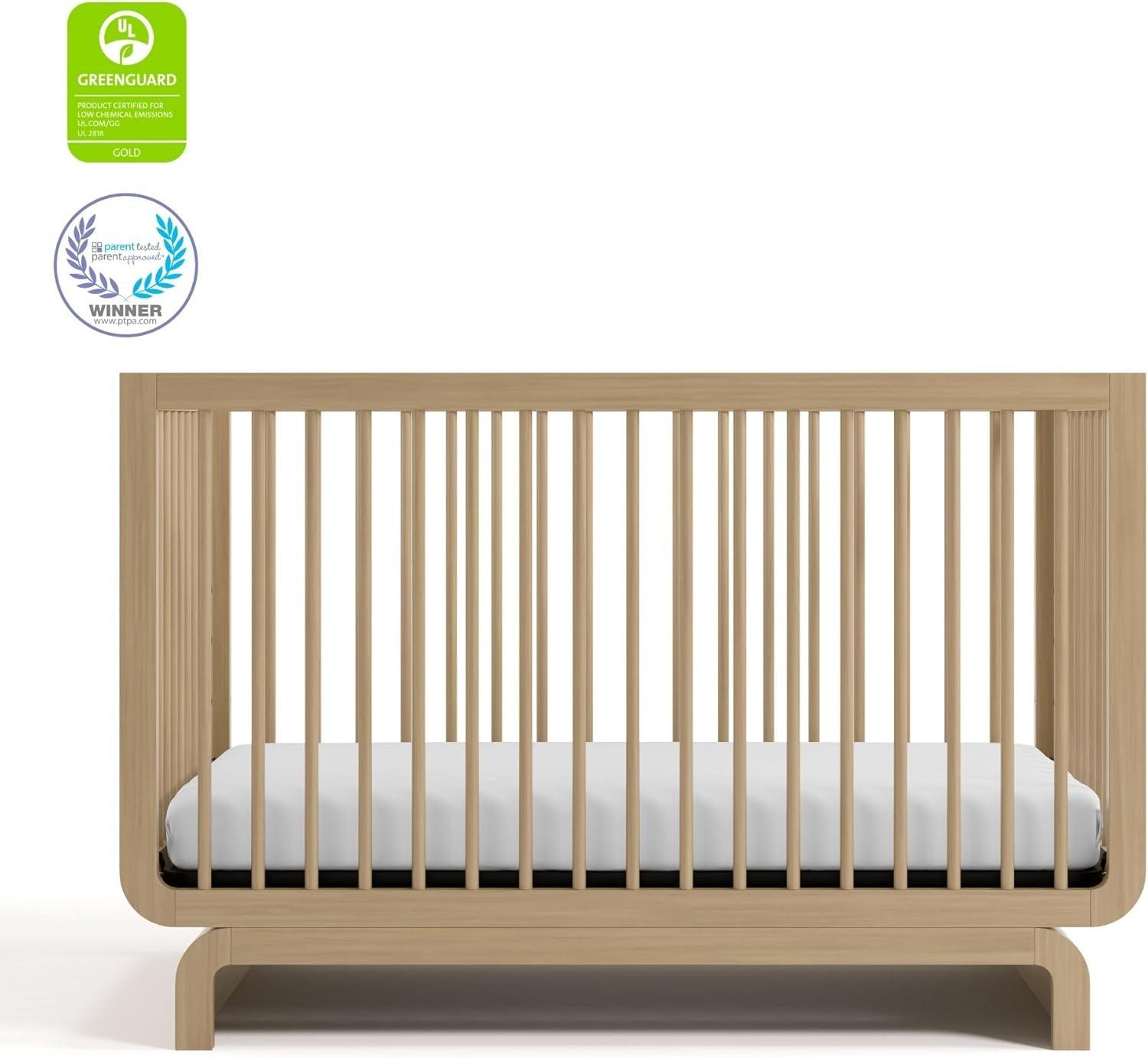 imageStorkcraft Santorini Deluxe 3in1 Convertible Bassinet Frosted Oat with Driftwood GREENGUARD Gold Certified Wood Baby Bassinet Includes WaterResistant Mattress Converts to Toy Box and BookcaseDriftwood