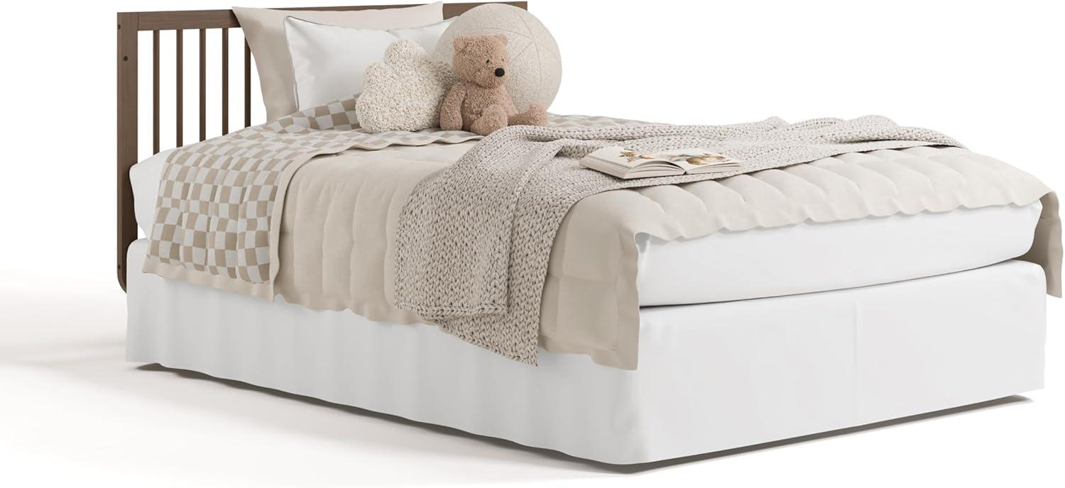 imageStorkcraft Santorini Deluxe 3in1 Convertible Bassinet Frosted Oat with Driftwood GREENGUARD Gold Certified Wood Baby Bassinet Includes WaterResistant Mattress Converts to Toy Box and BookcaseHazelnut