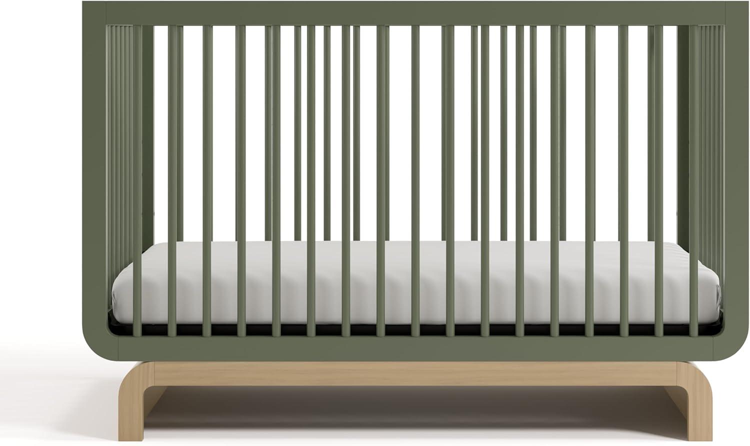 imageStorkcraft Santorini Deluxe 3in1 Convertible Bassinet Frosted Oat with Driftwood GREENGUARD Gold Certified Wood Baby Bassinet Includes WaterResistant Mattress Converts to Toy Box and BookcaseOlive With Driftwood