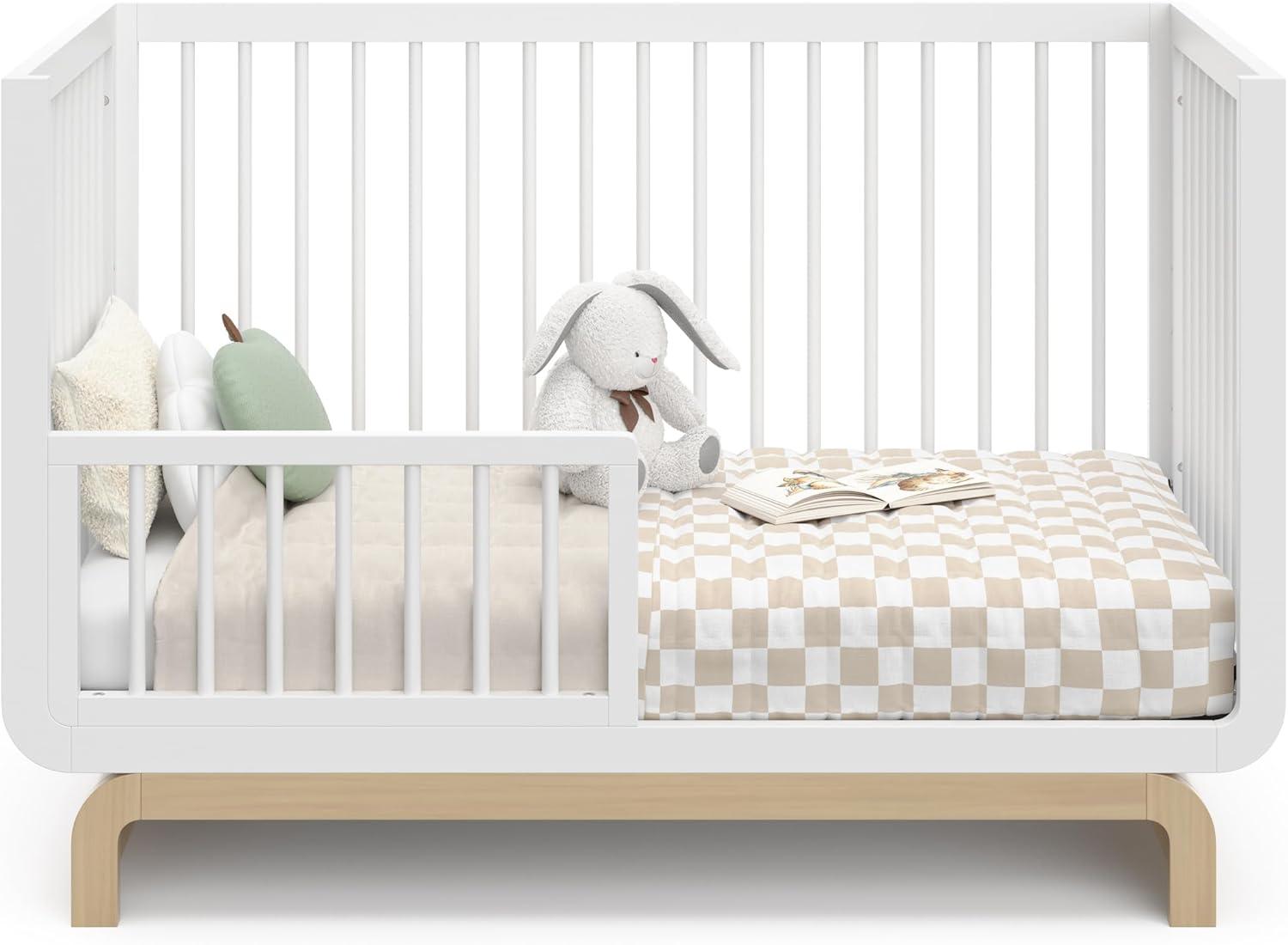 imageStorkcraft Santorini Deluxe 3in1 Convertible Bassinet Frosted Oat with Driftwood GREENGUARD Gold Certified Wood Baby Bassinet Includes WaterResistant Mattress Converts to Toy Box and BookcaseWhite With Driftwood