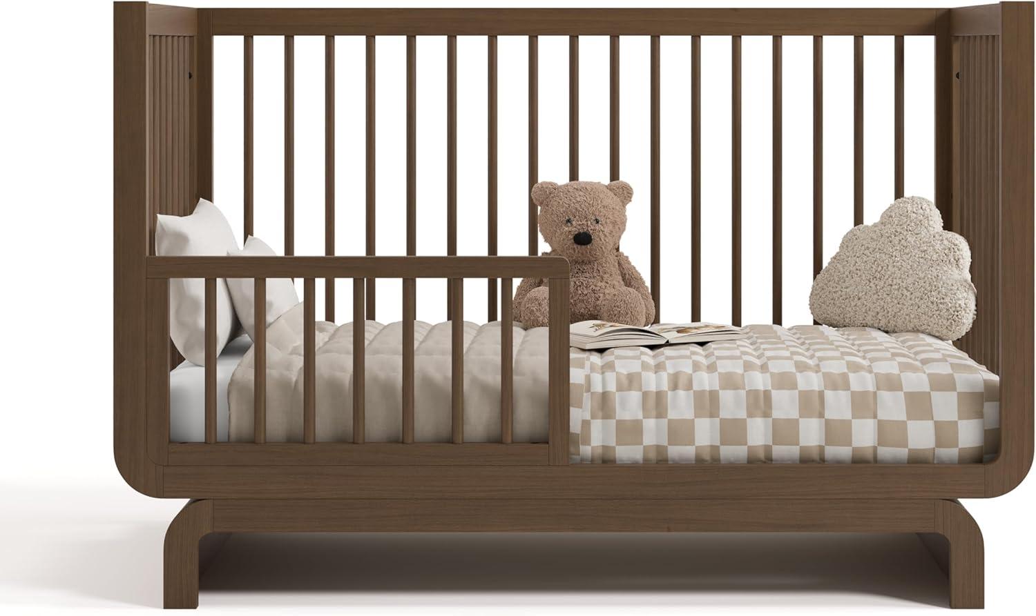 imageStorkcraft Santorini Deluxe 3in1 Convertible Bassinet Frosted Oat with Driftwood GREENGUARD Gold Certified Wood Baby Bassinet Includes WaterResistant Mattress Converts to Toy Box and BookcaseHazelnut