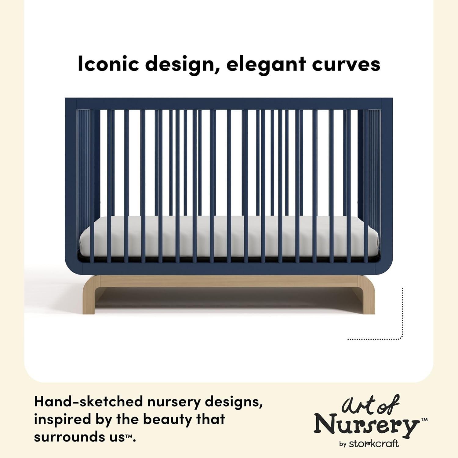 imageStorkcraft Santorini Deluxe 3in1 Convertible Bassinet Frosted Oat with Driftwood GREENGUARD Gold Certified Wood Baby Bassinet Includes WaterResistant Mattress Converts to Toy Box and BookcaseMidnight Blue With Driftwood