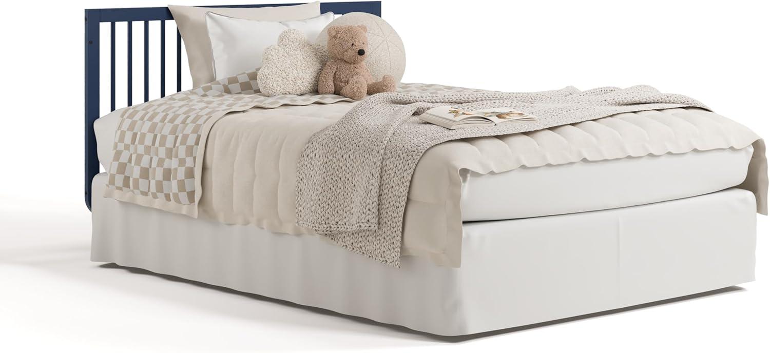 imageStorkcraft Santorini Deluxe 3in1 Convertible Bassinet Frosted Oat with Driftwood GREENGUARD Gold Certified Wood Baby Bassinet Includes WaterResistant Mattress Converts to Toy Box and BookcaseMidnight Blue With Driftwood