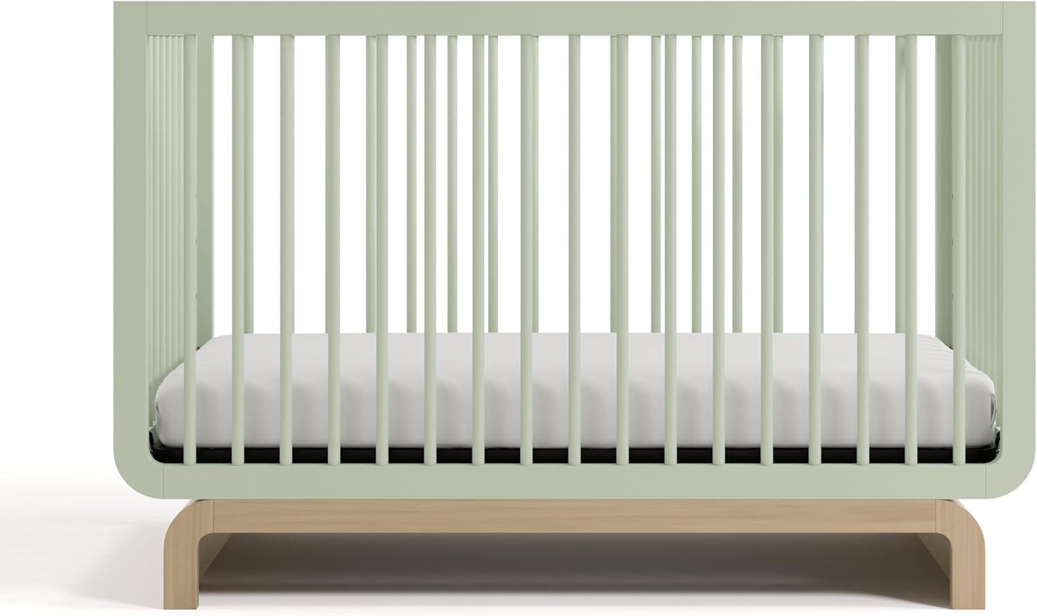 imageStorkcraft Santorini Deluxe 3in1 Convertible Bassinet Frosted Oat with Driftwood GREENGUARD Gold Certified Wood Baby Bassinet Includes WaterResistant Mattress Converts to Toy Box and BookcaseSage With Driftwood