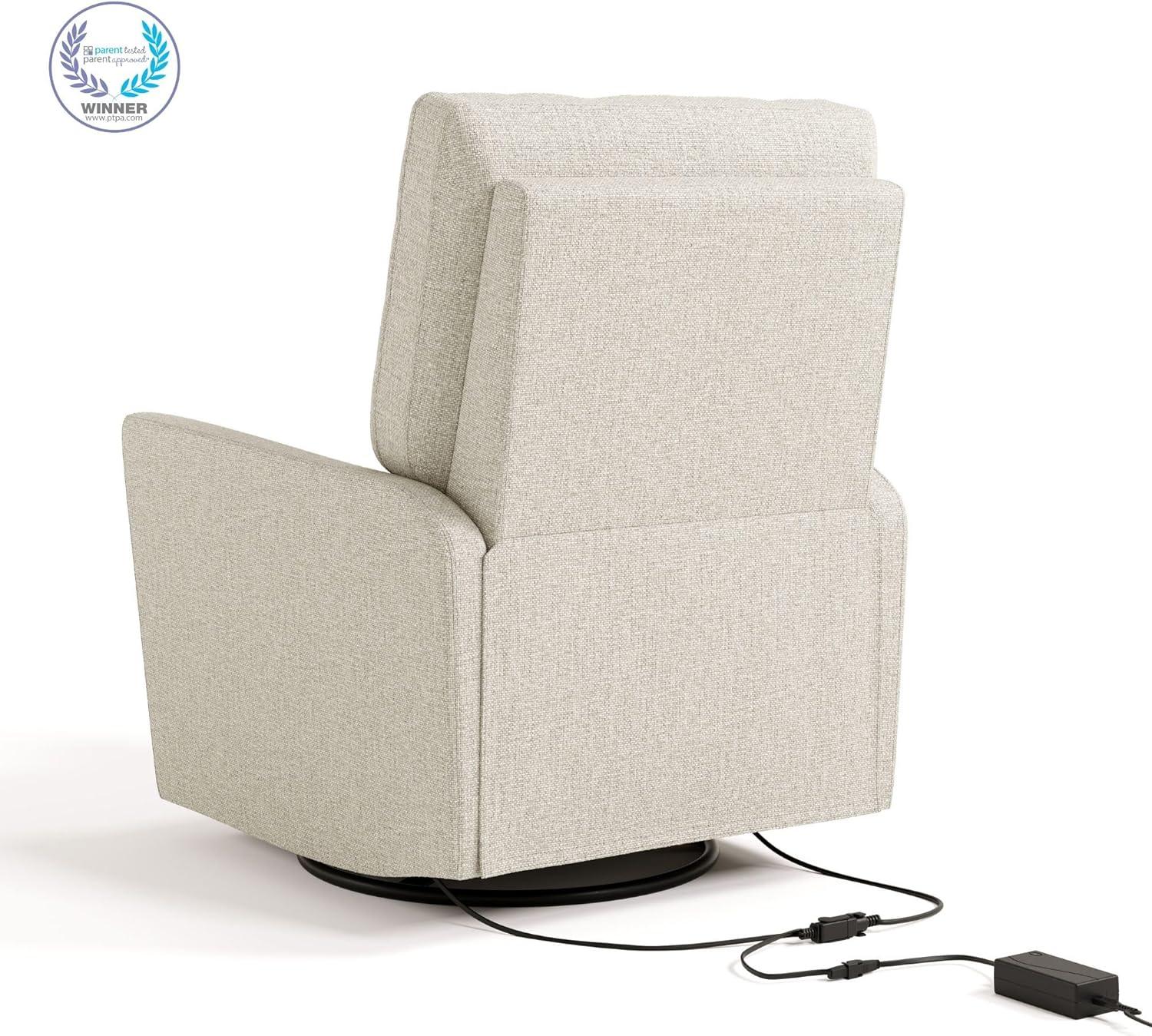 imageStorkcraft Santorini Deluxe Power Recliner Swivel Glider Ivory Basketweave Premium Electronic Power Recliner for Nursery Includes DualUSB Charging Port for USBA ampamp USBC Glider Rocking ChairDune Basketweave