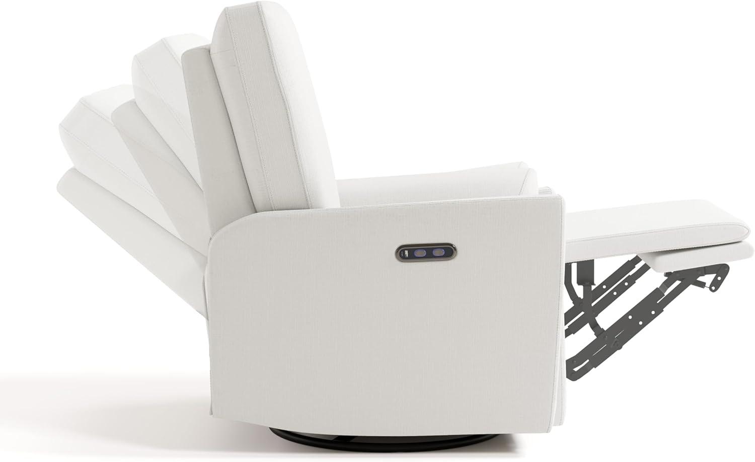 imageStorkcraft Santorini Deluxe Power Recliner Swivel Glider Ivory Basketweave Premium Electronic Power Recliner for Nursery Includes DualUSB Charging Port for USBA ampamp USBC Glider Rocking ChairIvory Basketweave