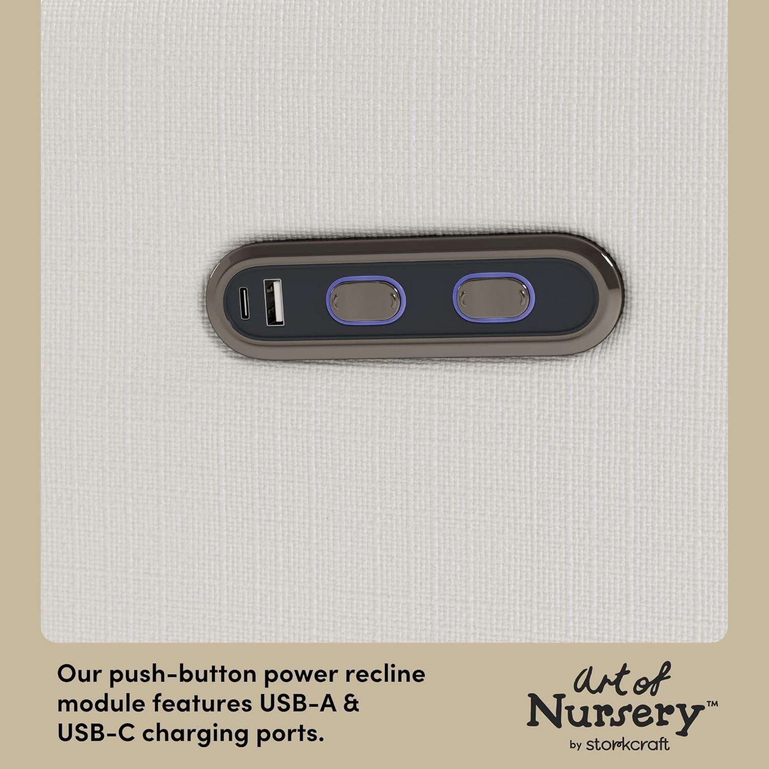 imageStorkcraft Santorini Deluxe Power Recliner Swivel Glider Ivory Basketweave Premium Electronic Power Recliner for Nursery Includes DualUSB Charging Port for USBA ampamp USBC Glider Rocking ChairIvory Basketweave