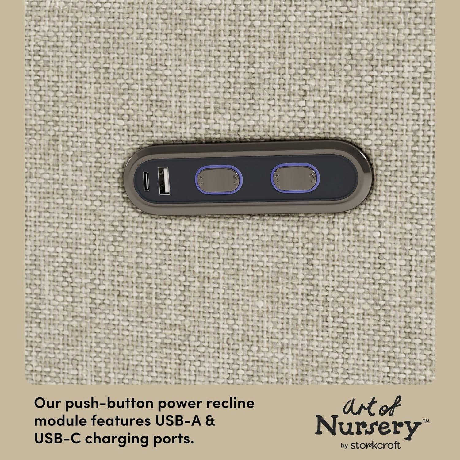 imageStorkcraft Santorini Deluxe Power Recliner Swivel Glider Ivory Basketweave Premium Electronic Power Recliner for Nursery Includes DualUSB Charging Port for USBA ampamp USBC Glider Rocking ChairDune Basketweave