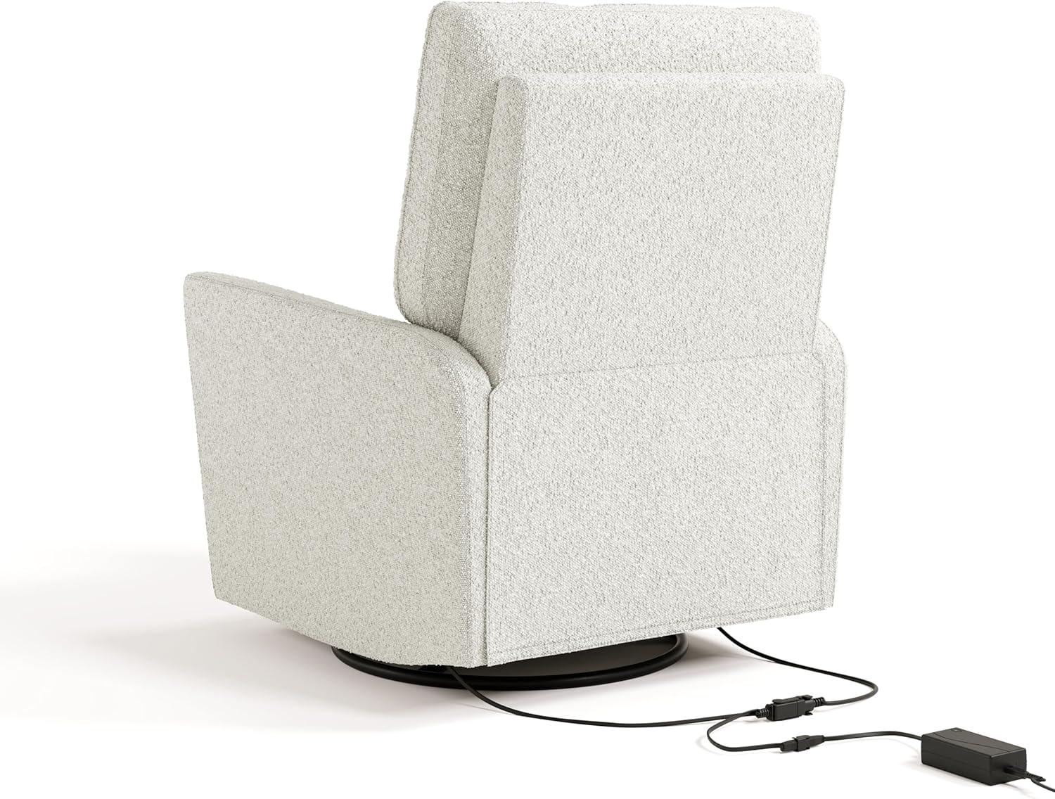 imageStorkcraft Santorini Deluxe Power Recliner Swivel Glider Ivory Basketweave Premium Electronic Power Recliner for Nursery Includes DualUSB Charging Port for USBA ampamp USBC Glider Rocking ChairIvory Boucle