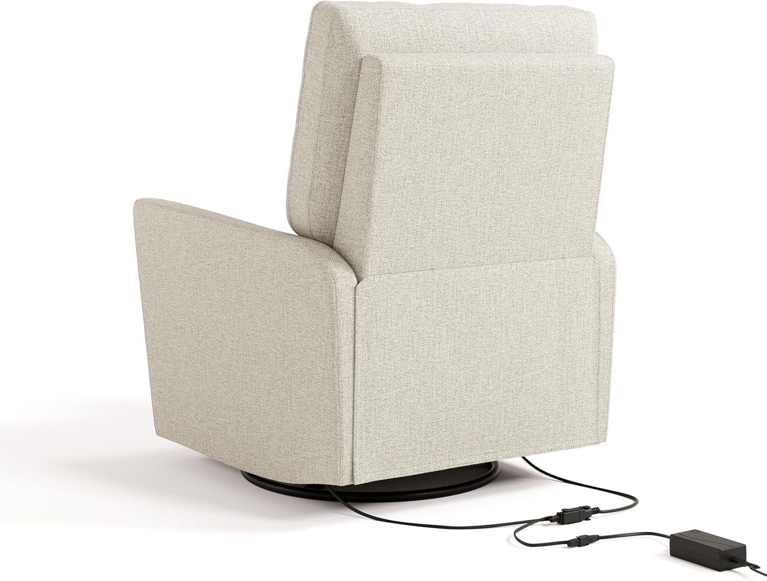 imageStorkcraft Santorini Deluxe Power Recliner Swivel Glider Ivory Basketweave Premium Electronic Power Recliner for Nursery Includes DualUSB Charging Port for USBA ampamp USBC Glider Rocking ChairDune Basketweave