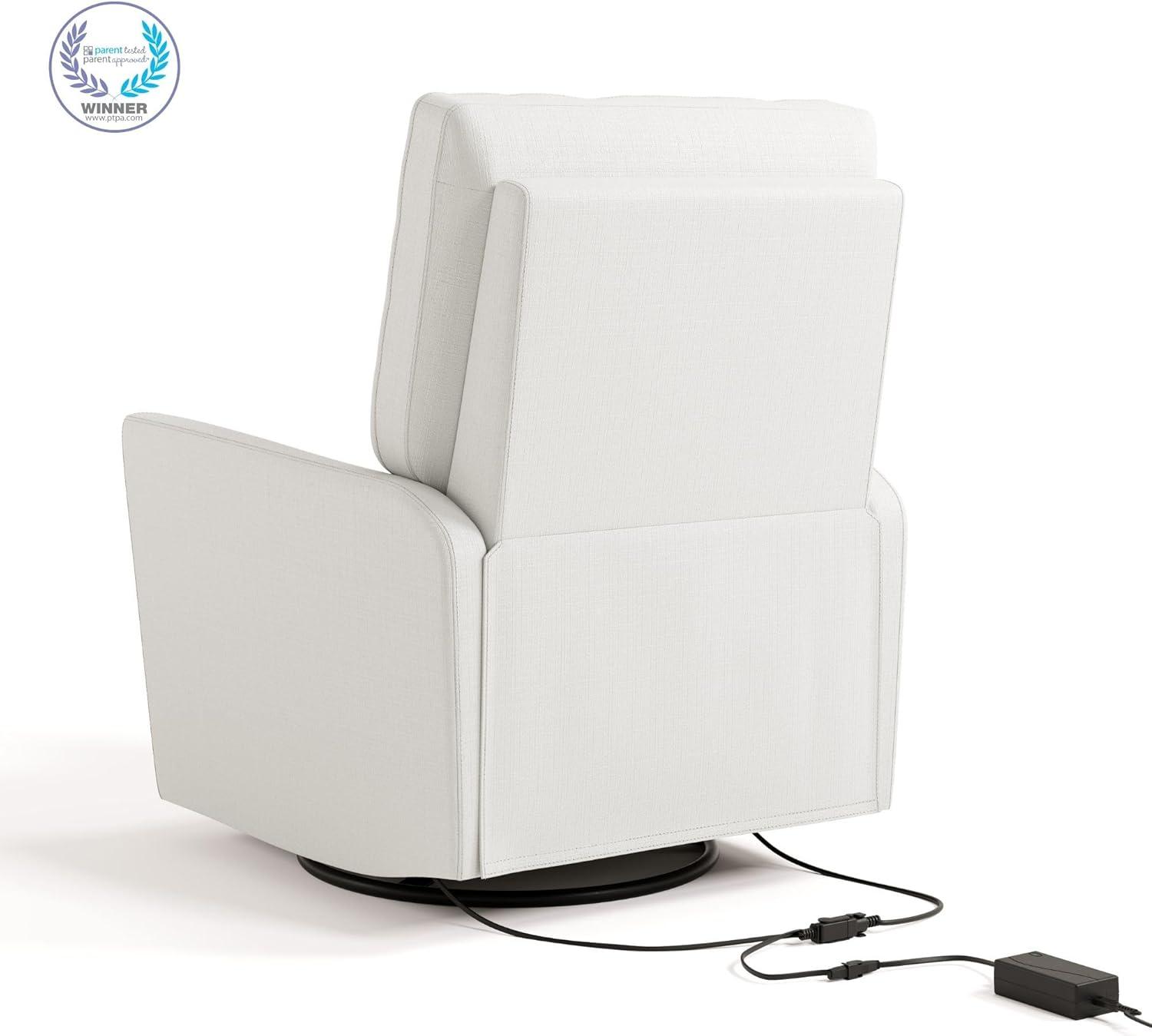 imageStorkcraft Santorini Deluxe Power Recliner Swivel Glider Ivory Basketweave Premium Electronic Power Recliner for Nursery Includes DualUSB Charging Port for USBA ampamp USBC Glider Rocking ChairIvory Basketweave