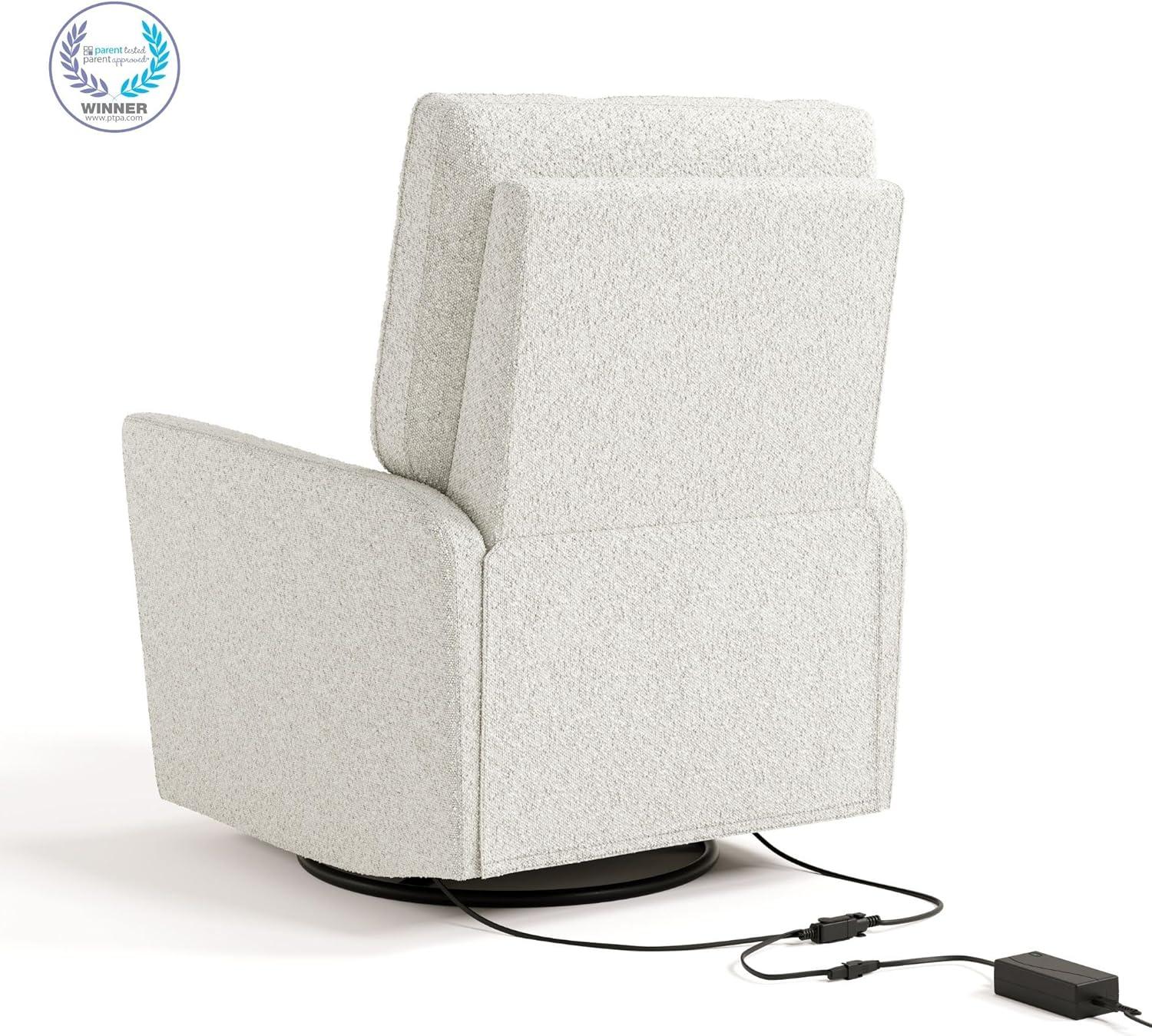 imageStorkcraft Santorini Deluxe Power Recliner Swivel Glider Ivory Basketweave Premium Electronic Power Recliner for Nursery Includes DualUSB Charging Port for USBA ampamp USBC Glider Rocking ChairIvory Boucle